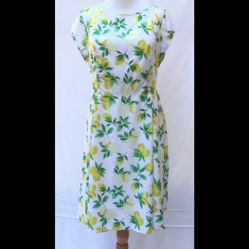 New Eshakti Lemon Fit & Flare Crepe Dress 24W